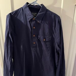Long sleeve blue mid-way button up